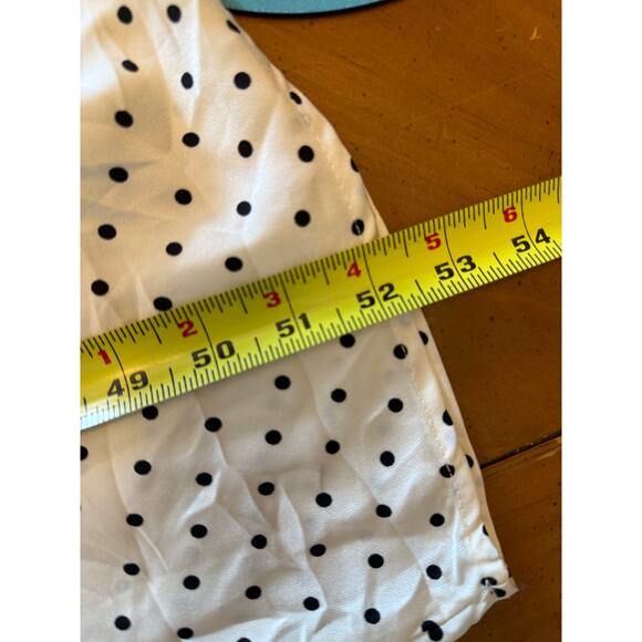 Sinsay Satin Polka Dot Maxi Dress Sleeveless V Neck Elegant Retro White Medium - Picture 15 of 15